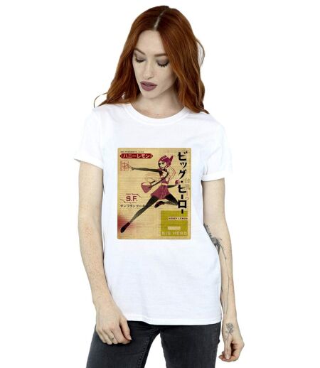 Disney Femme/Les femmes Big Hero 6 Baymax Honey Lemon Newspaper Coton Boyfriend T-Shirt (Blanc) - UTBI15513
