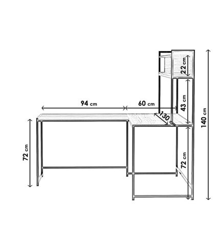 Bureau d'angle en aggloméré et métal Study