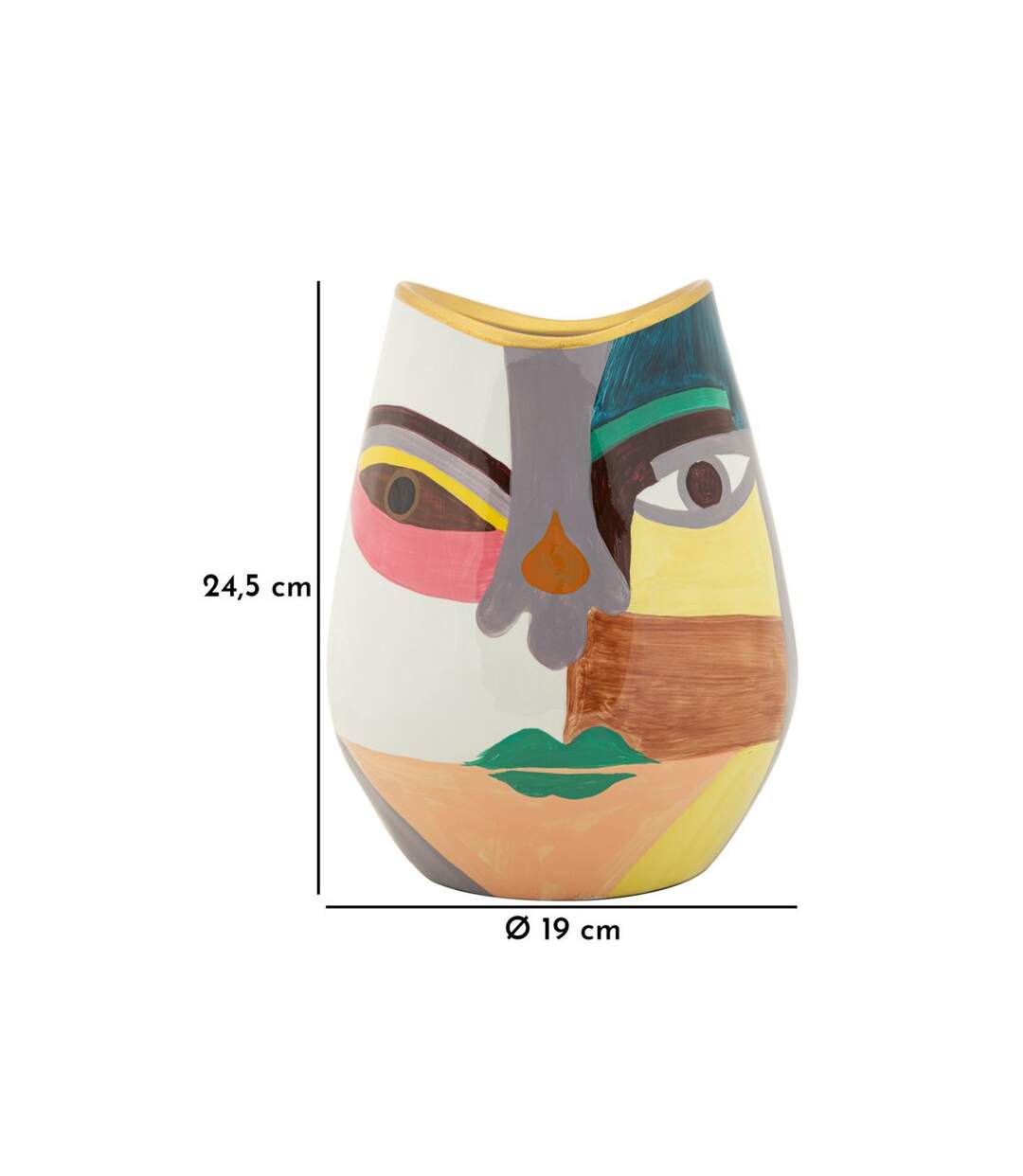 Vase Design en Céramique Piccassy 24cm Multicolore-5