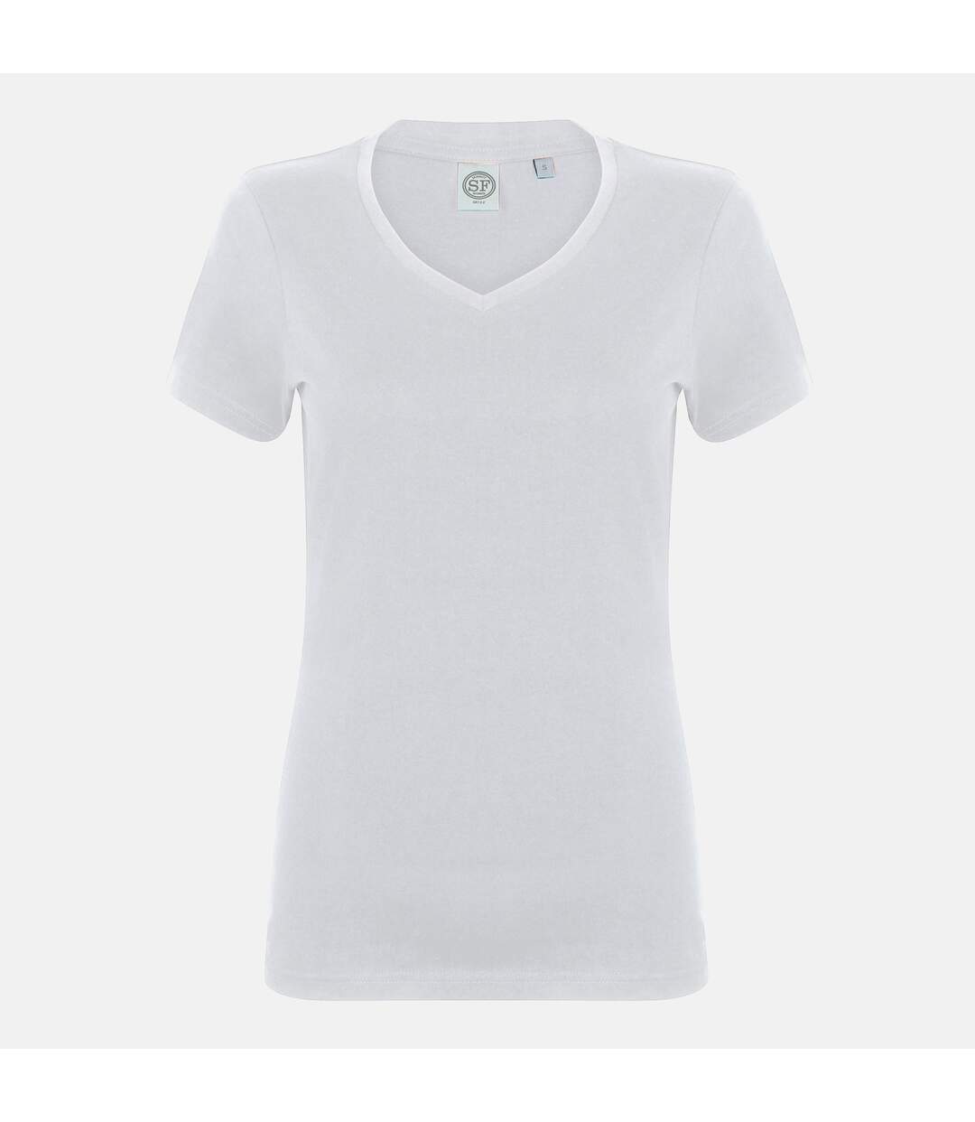 Feel good t-shirt étirable à manches courtes et col en v femme blanc Skinni Fit