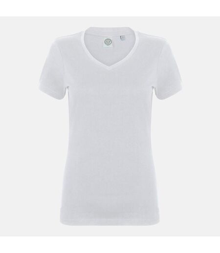 Skinni Fit Womens/Ladies Feel Good Stretch V-Neck Short Sleeve T-Shirt (White)