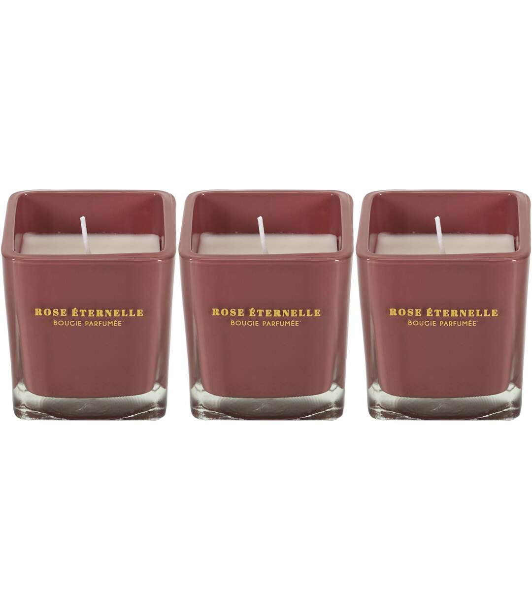 Bougie parfumée carrée Nude 7 cm (Lot de 3) Rose des bois