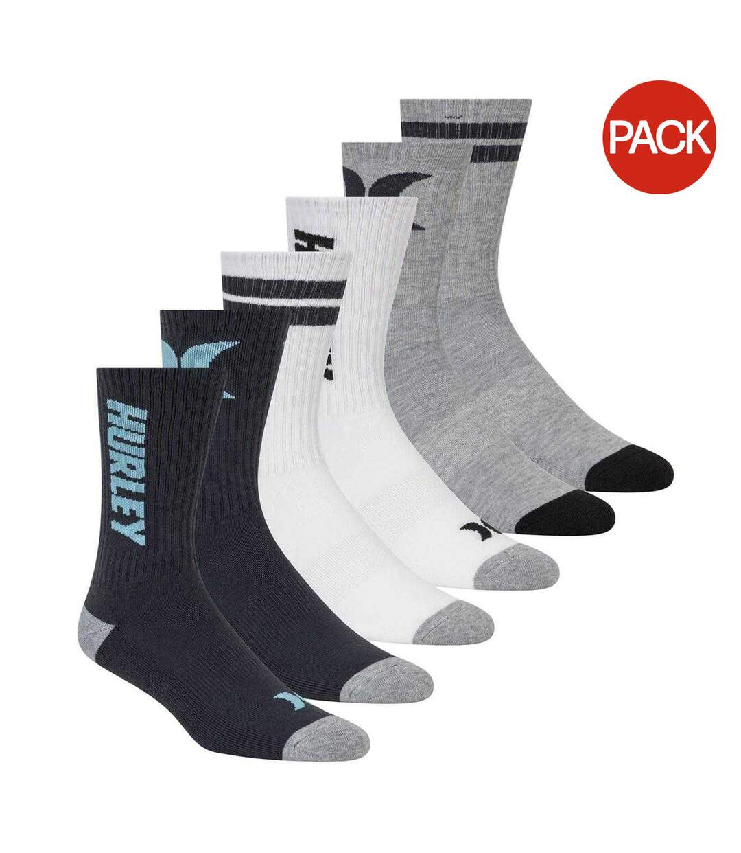Pack Of 6  Mens Crew Socks  Navy Hurley-1