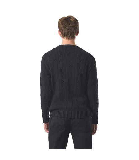 Mens Marylebone Cable Knit Long-sleeved Sweater Top Black Pretty Green