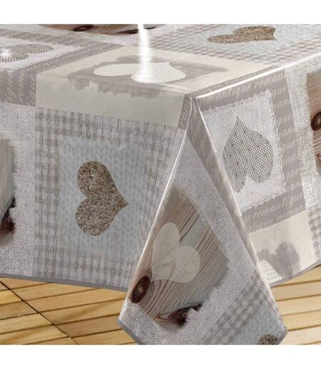 Nappe Toile Cirée Cosy Coeur 140x240cm Gris