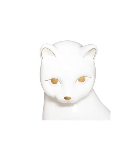 Statuette Déco en Céramique Chat 26cm Blanc