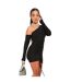Robe Courte 1 Épaule Motif/style Superposé Femme Noir Missy Empire-2