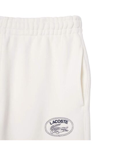 Womens/ladies Embroidered Straight Leg Jogging Bottoms Cream Lacoste