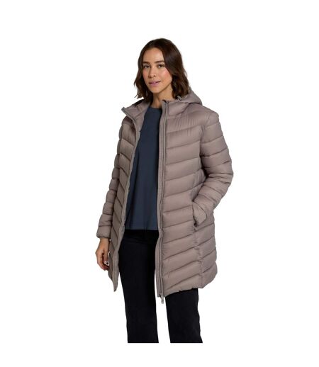 Womens/ladies frankie longline padded jacket taupe Animal