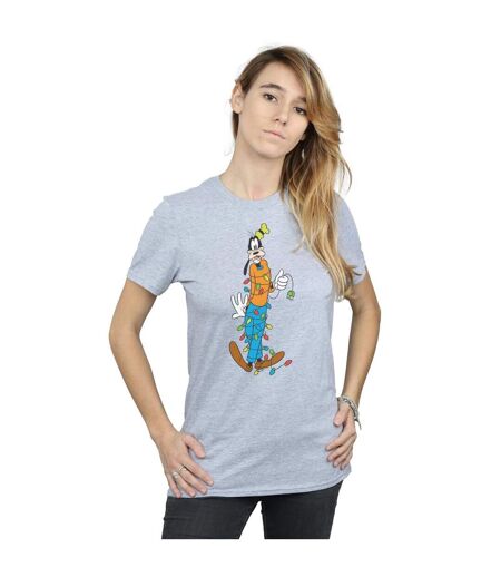 Disney Femme/Les femmes Goofy Christmas Lights Coton Boyfriend T-Shirt (Gris sportif) - UTBI37727