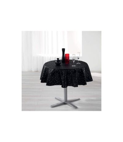 Nappe Ronde Imprimée Shantung 180cm Noir