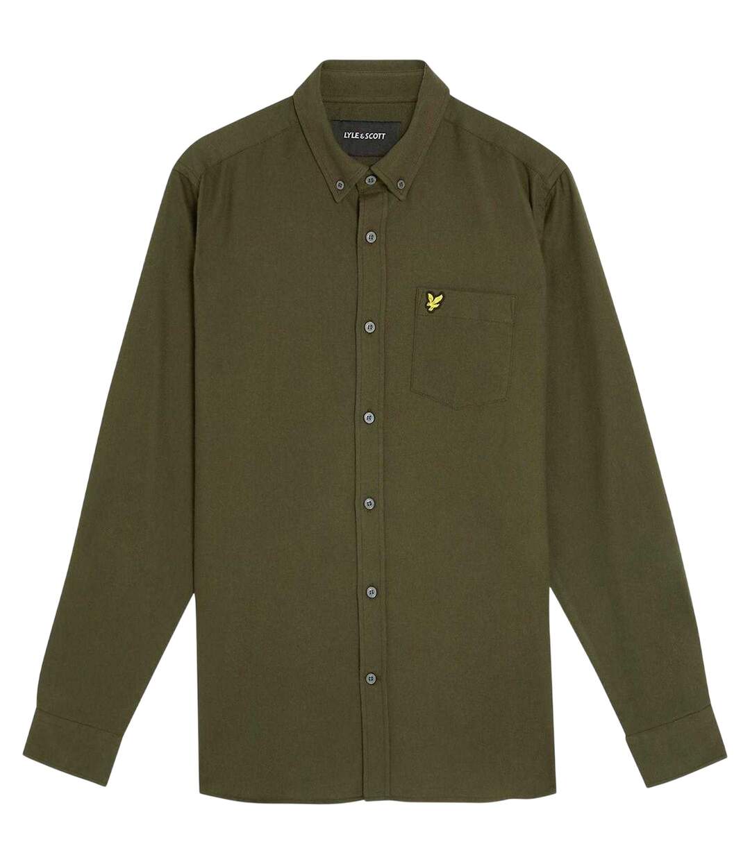 Chemise Unie Manches Longues À Boutons Homme Vert Kaki Lyle & Scott-2