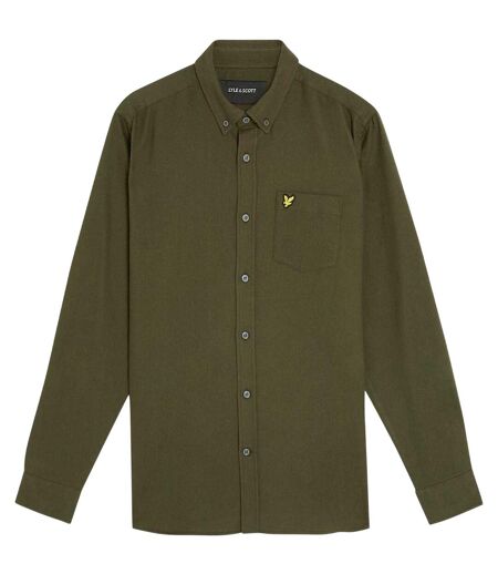 Chemise Unie Manches Longues À Boutons Homme Vert Kaki Lyle & Scott