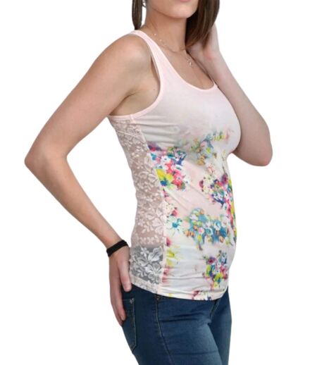 Débardeur élégance Rose Femme avec Détails en Dentelle