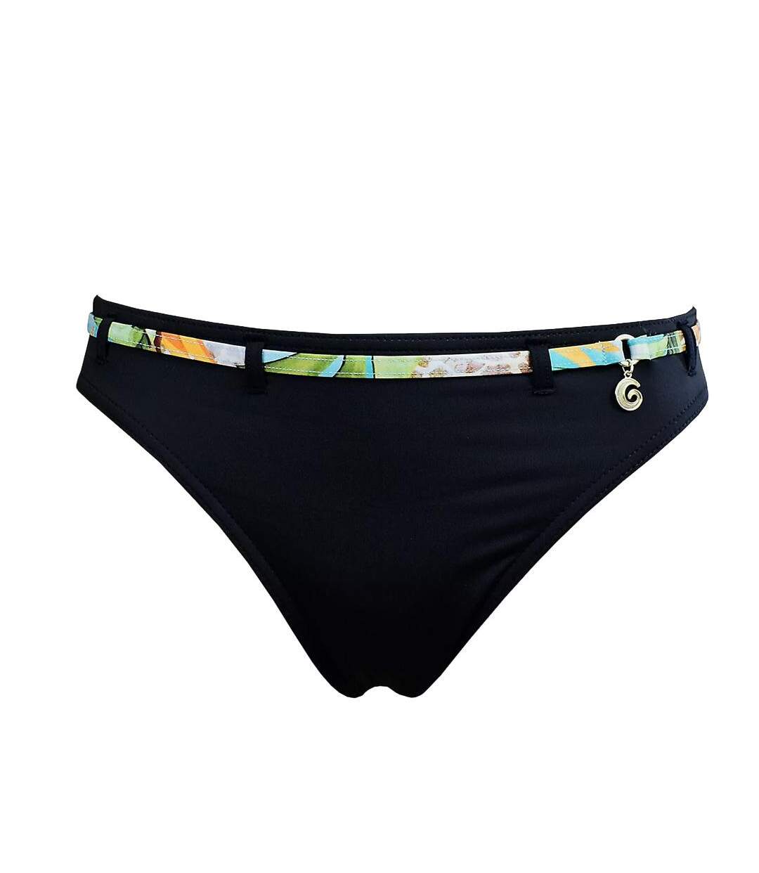 Bas de bikini noir femme grain de sable pendentif-1