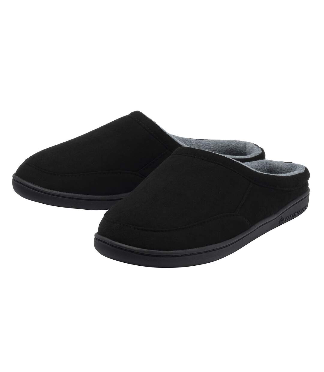 Dunlop - Mules homme aspect daim noires ouvertes à l’arrière-1
