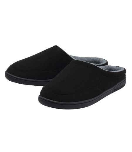 Dunlop - Mules homme aspect daim noires ouvertes à l’arrière