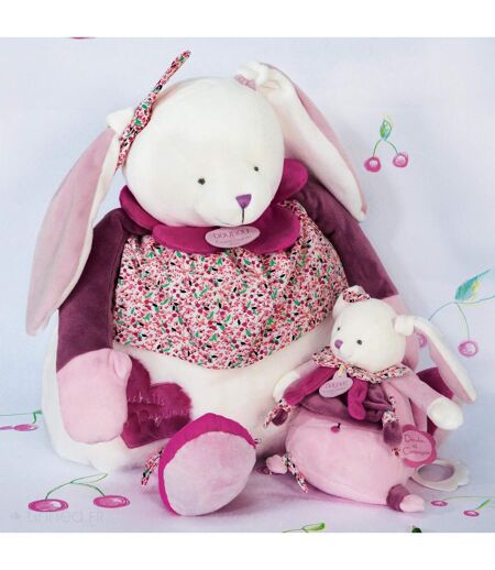 Doudou boîte à musique lapin 17 cm collection LAPIN CERISE rose