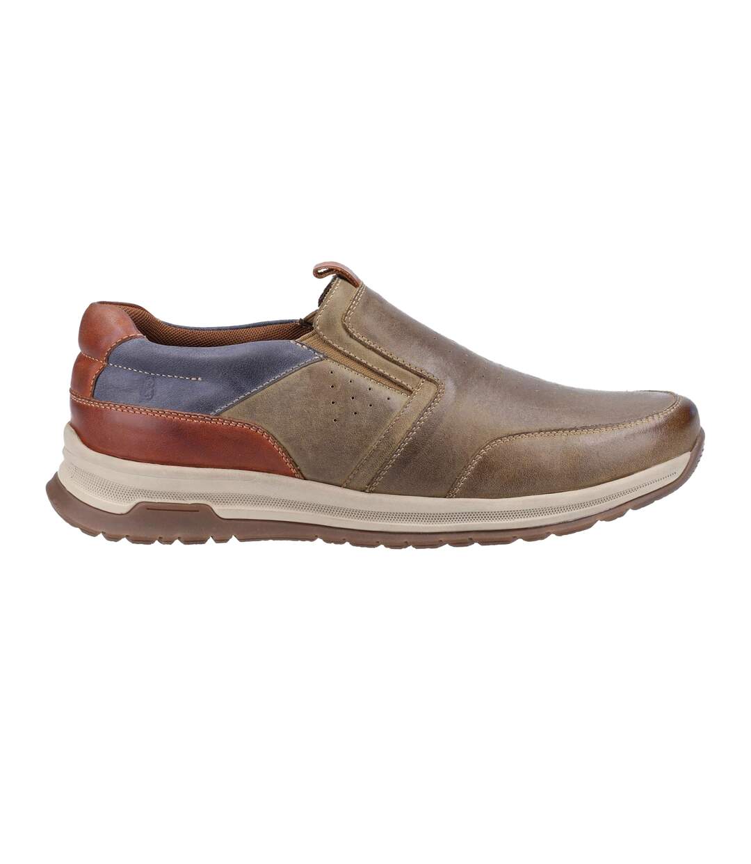 Mens cole leather casual shoes khaki/navy/tan Hush Puppies-3