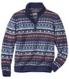Men's Patterned Sweater - Blue Red Ecru Atlas For Men