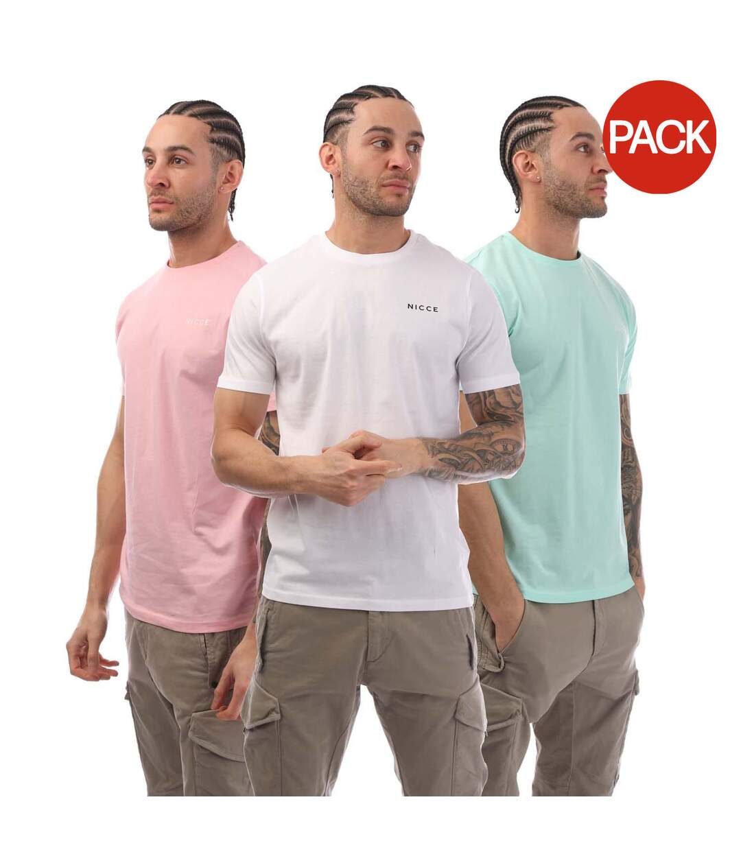 T-shirts Iversent Homme Rose Blanc Vert Nicce-1