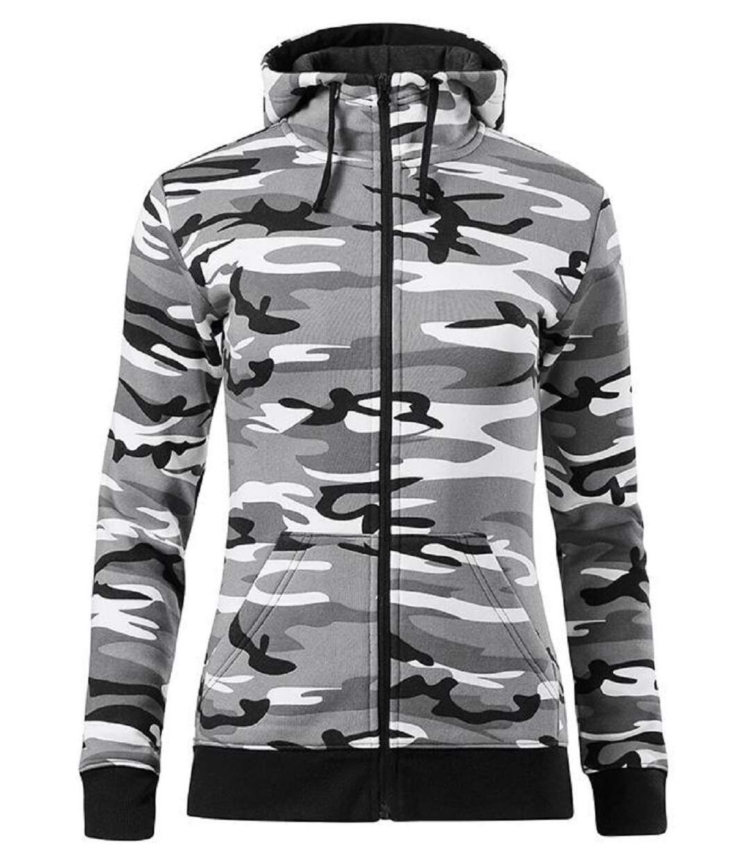 Sweat à capuche zip intégral - Femme - MFC20 - gris camo