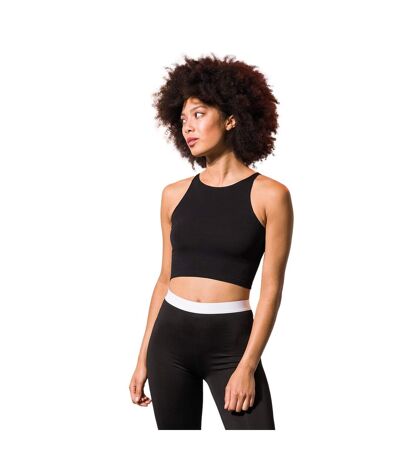 Womens/ladies Crop Top Black SF