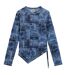 Womens/ladies Lettering Mesh Slim Raglan T-shirt Blue Guess-2