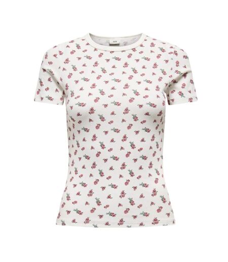 T-Shirt blanc/rouge femme jdy lucky