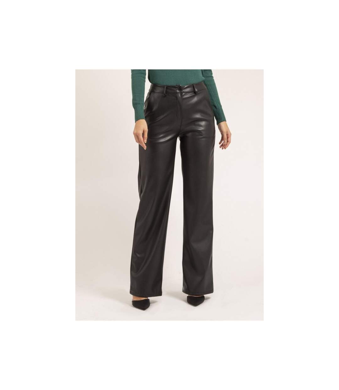 Pantalon droit simili cuir EVANIA - Dona X Lisa-1
