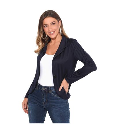 Krisp Basics Womens/Ladies Tailored One Button Blazer (Navy) - UTKP236