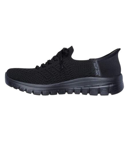 Womens/ladies First Blush Slip-in Trainers Black Skechers