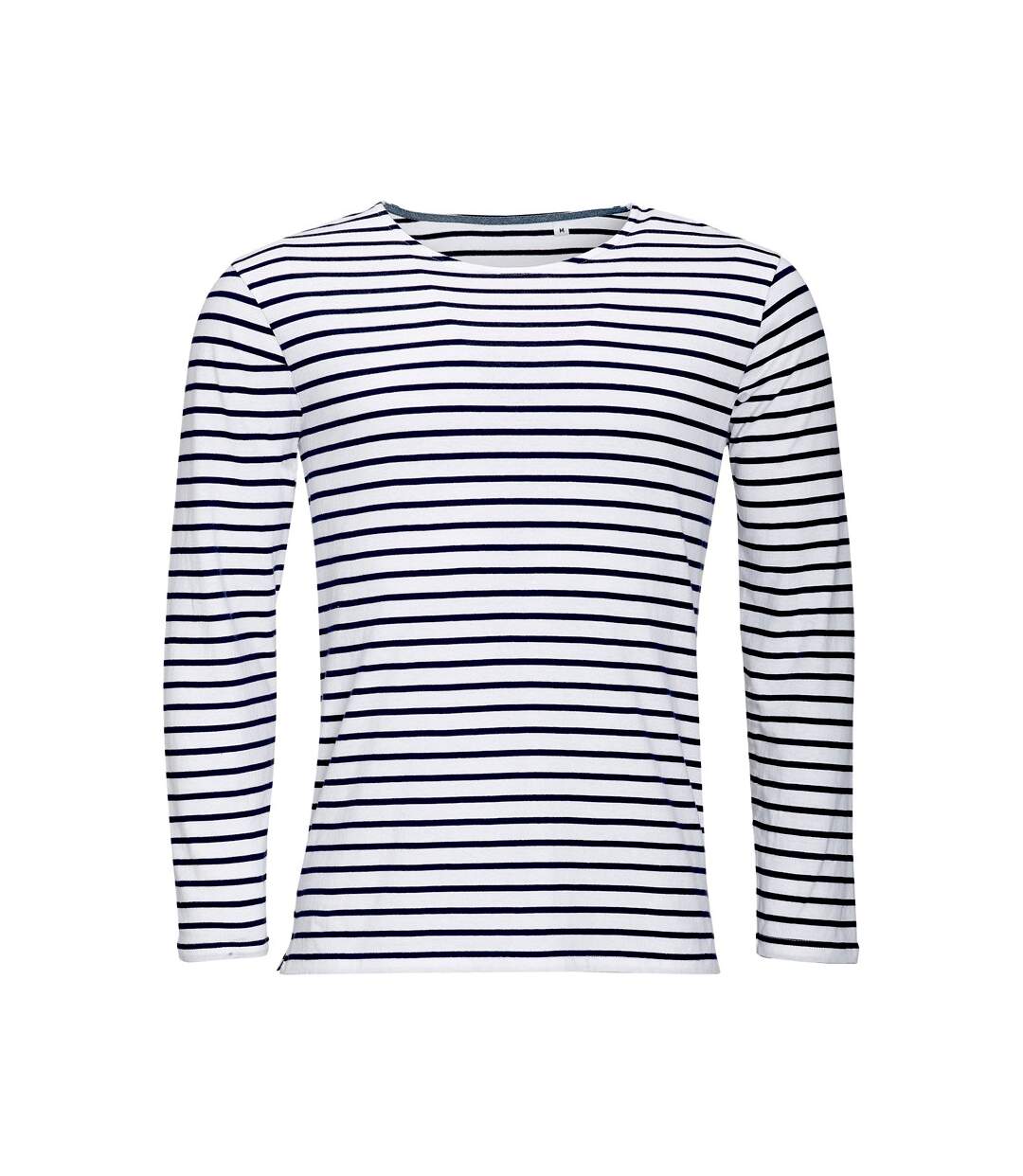 Marine t-shirt rayé à manches longues homme blanc/bleu marine SOLS