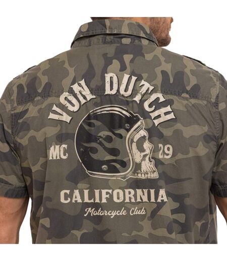 Chemise homme manches courtes en popeline patch et print dos Derek Vondutch
