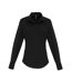 Womens/ladies Poplin Stretch Long-sleeved Shirt Black Premier-1