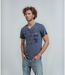 Tee-shirt homme bleu en coton à  poche poitrine - Style sobre et polyvalent-3