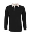 Asquith & Fox Mens Classic Fit Long Sleeve Vintage Rugby Shirt (Black)