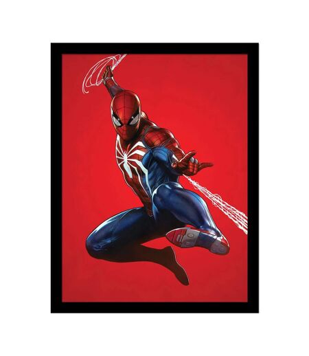 Spider-Man - Poster encadré RED BACKGROUND (Rouge / Bleu / Blanc) (40 cm x 30 cm) - UTPM8541