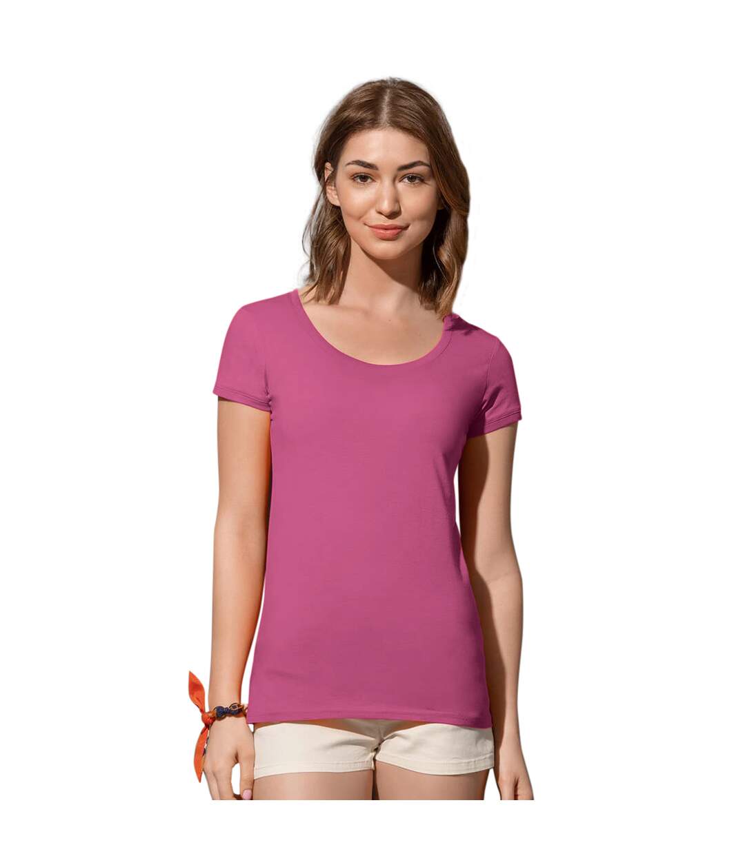 T-shirt megan femme rose foncé Stedman-3