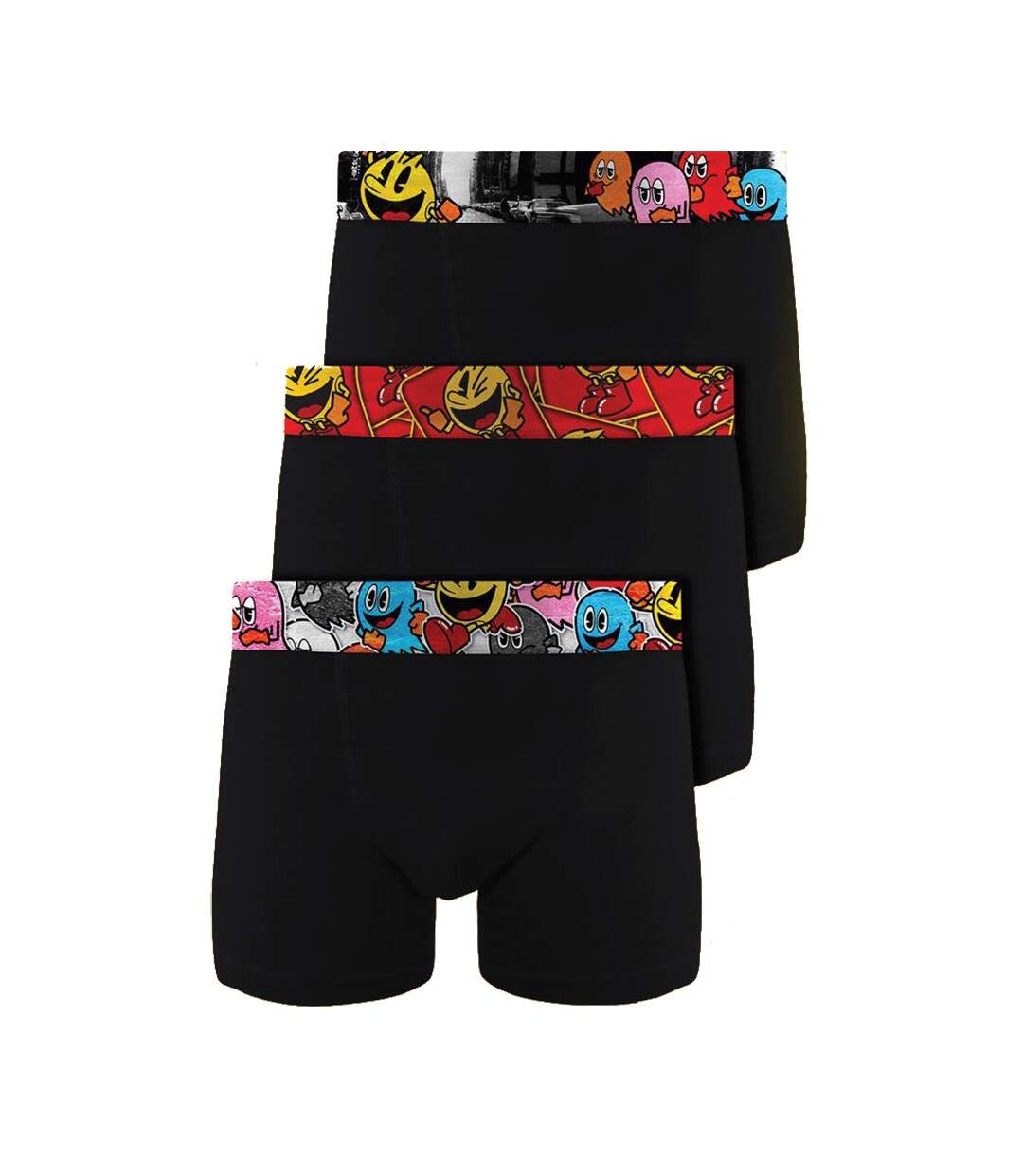 Boxer No Publik Featuring Pacman Homme Confort et Fantaisie en Coton -Assortiment modèles photos selon arrivages- Pack de 3 Boxers uni 1531 en Coton-1