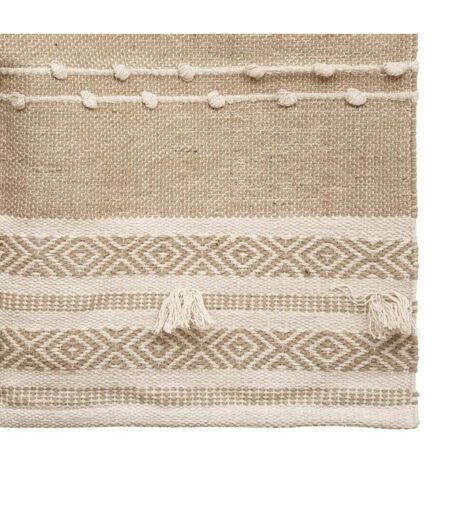 Tapis Déco en Jute 3D Pompons 90x150cm Ivoire
