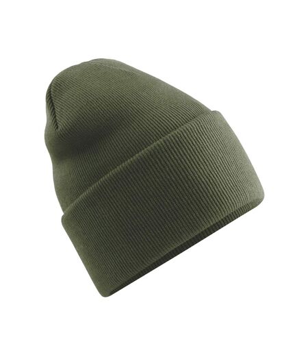 Unisex adult original turned up cuff beanie olive green Beechfield