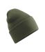 Unisex adult original turned up cuff beanie olive green Beechfield-1