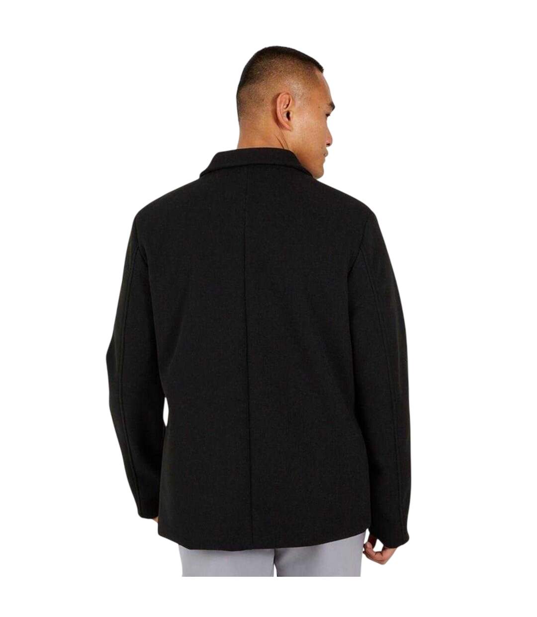 Mens Plain Overcoat Black Brave Soul-3