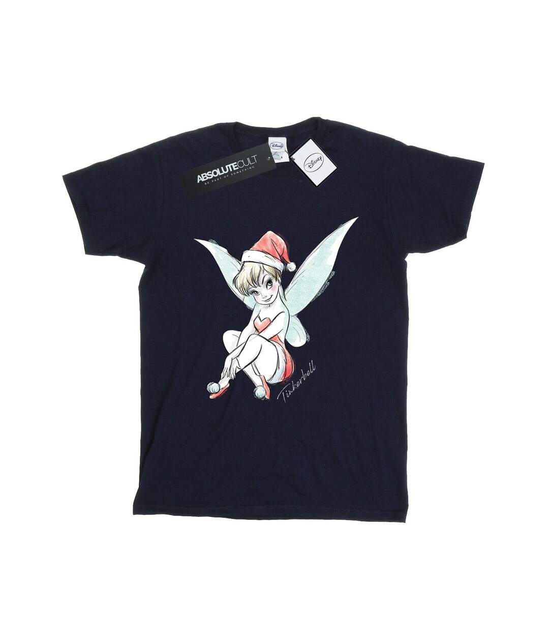 Disney Femme/Les femmes Fée Clochette Christmas Fairy Coton Boyfriend T-Shirt (Bleu marine) - UTBI46450-1