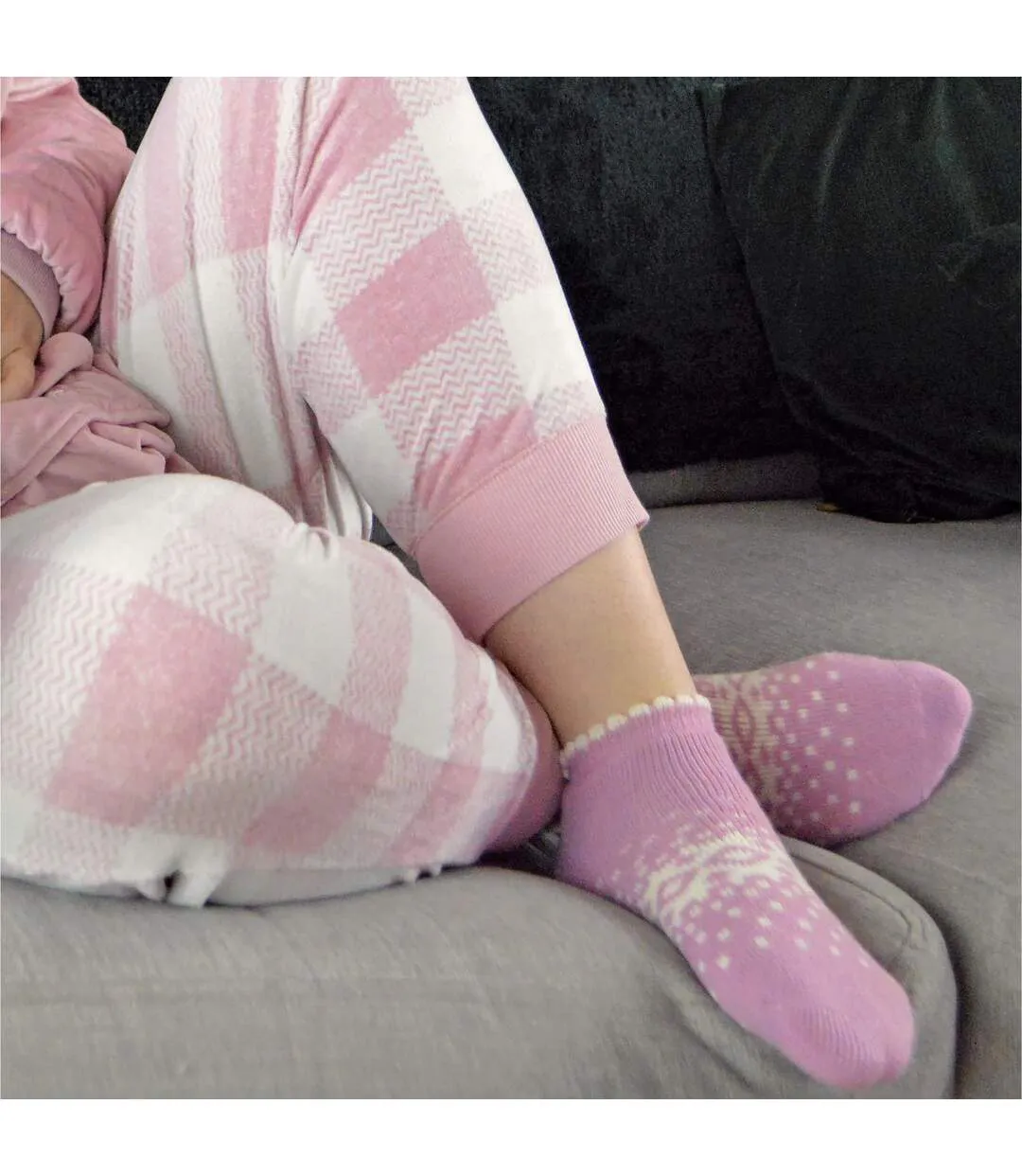 1 Pack Ladies Thermal Low Cut Wool Non Slip Ankle Slipper Socks-4