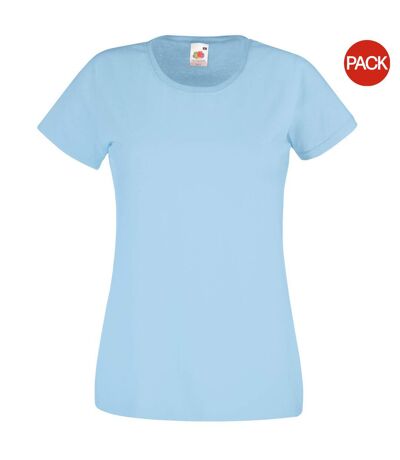 T-shirts manches courtes femmes bleu clair Fruit of the Loom