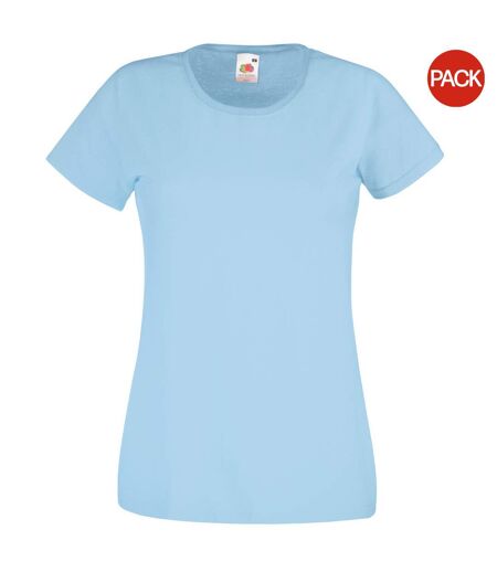 T-shirts manches courtes femmes bleu clair Fruit of the Loom