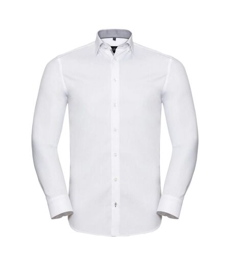 Chemise Formelle Homme Blanc Argenté Gris Foncé Russell Collection