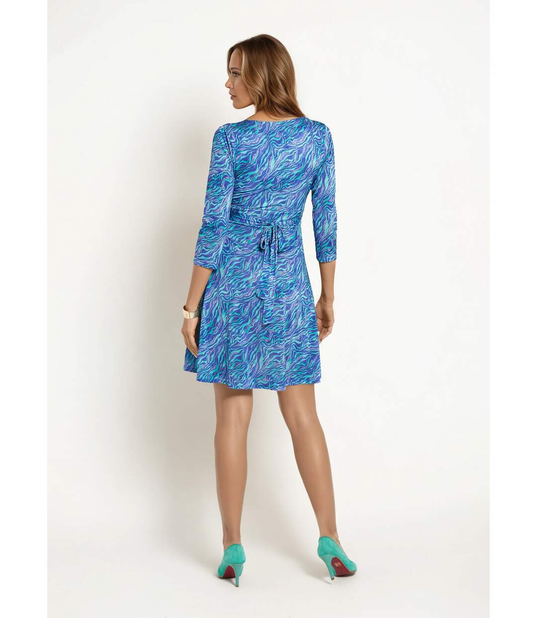 Robe cache-c¿ur stretch, taille plissée-2